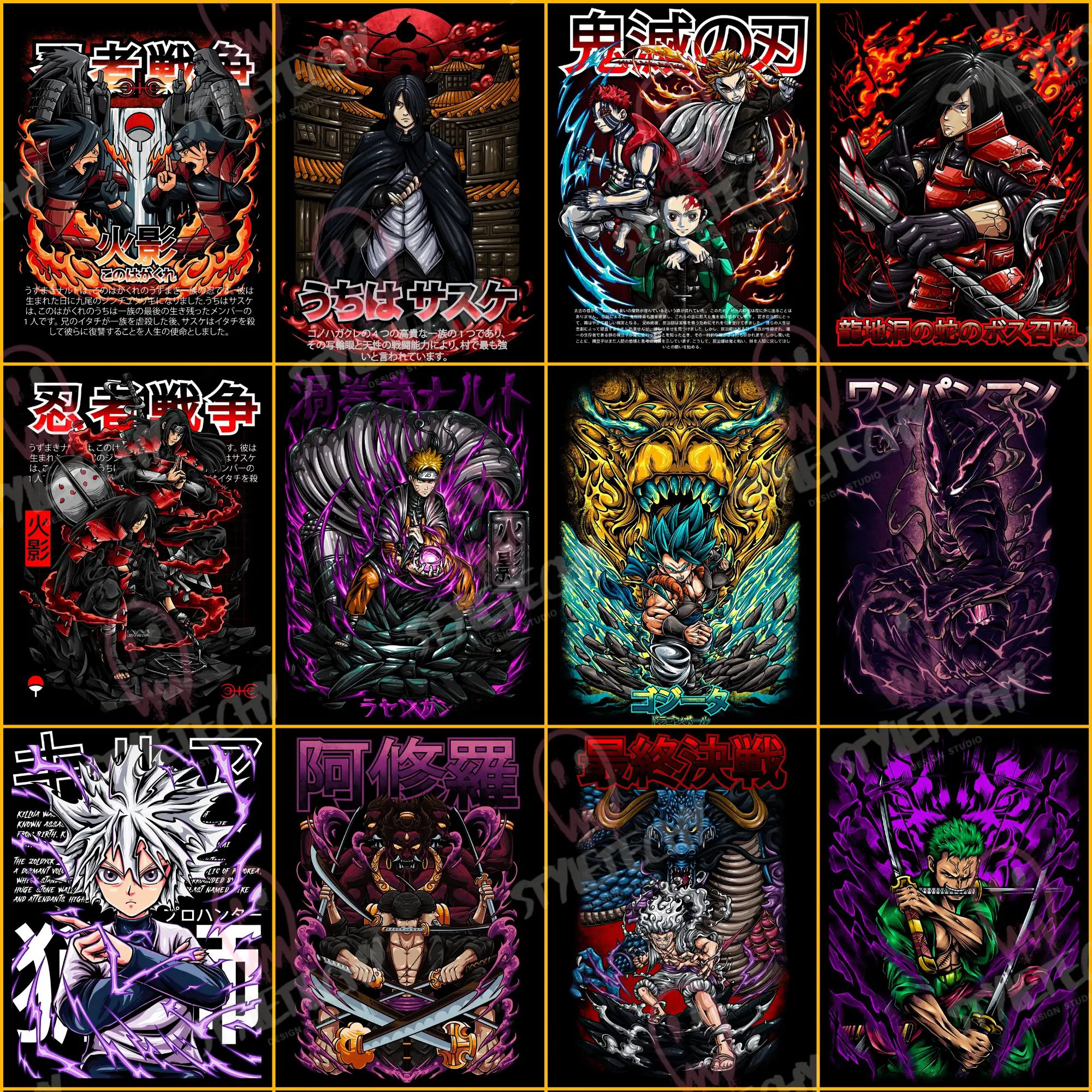 85+ Legendary Anime Halftone T-Shirt Design Bundle (PNG) - Image 7