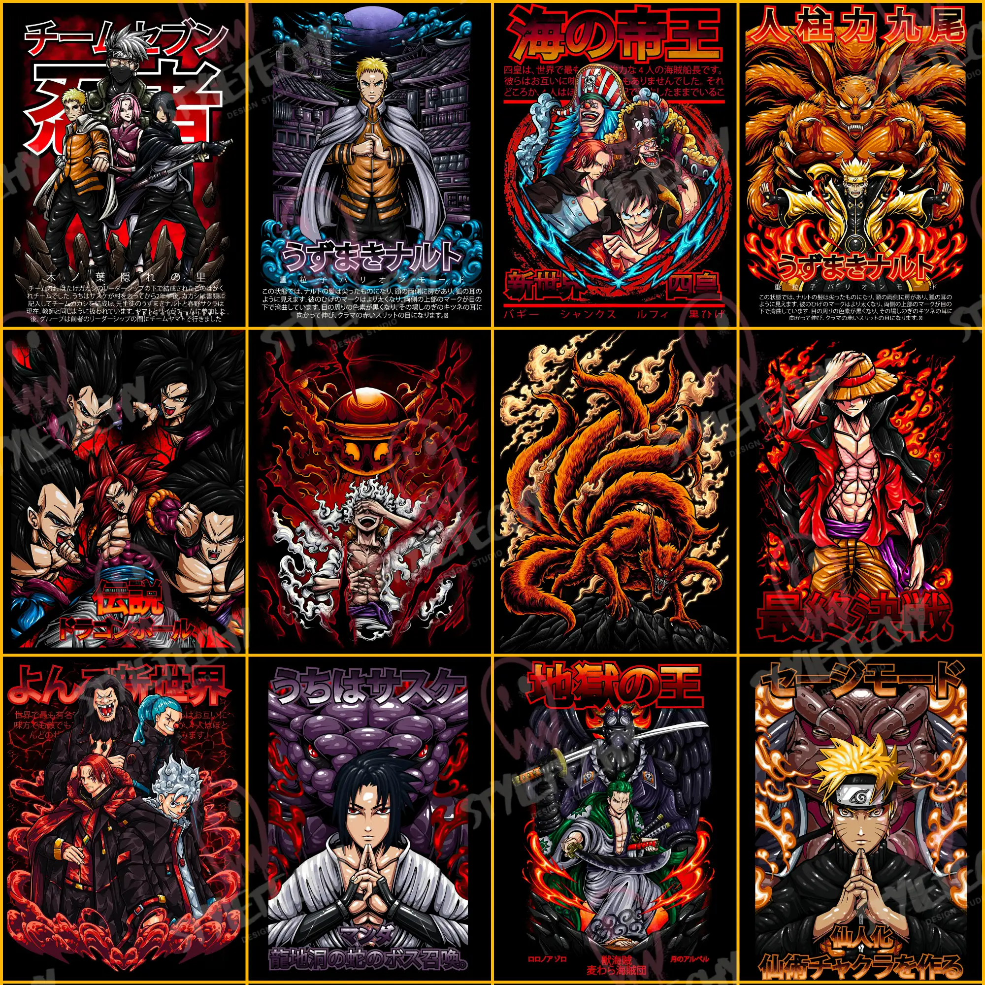 85+ Legendary Anime Halftone T-Shirt Design Bundle (PNG) - Image 6