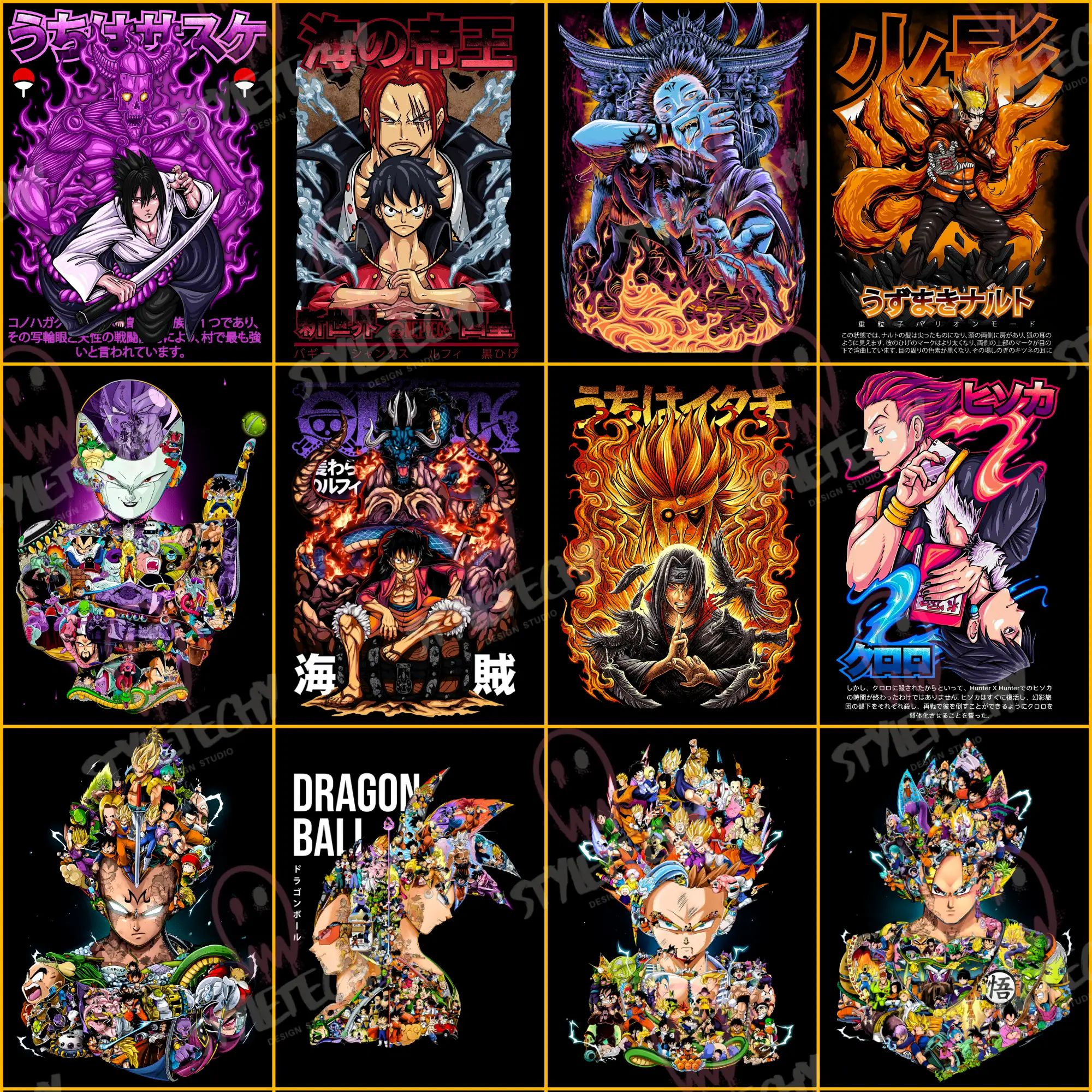 85+ Legendary Anime Halftone T-Shirt Design Bundle (PNG) - Image 4