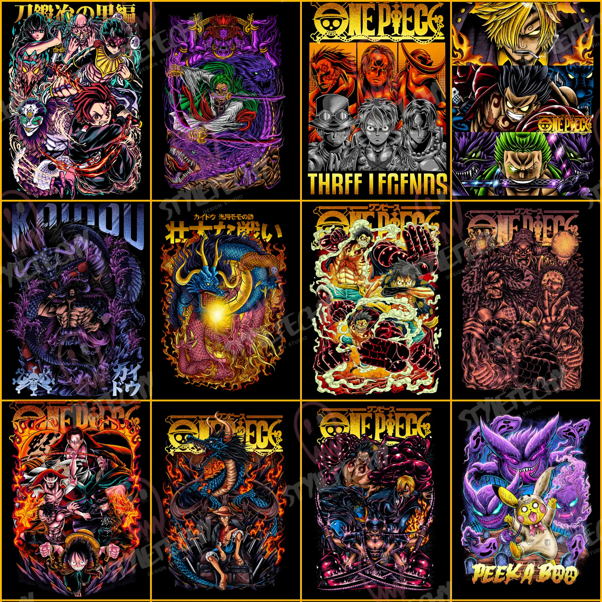 85+ Legendary Anime Halftone T-Shirt Design Bundle (PNG) - Image 5