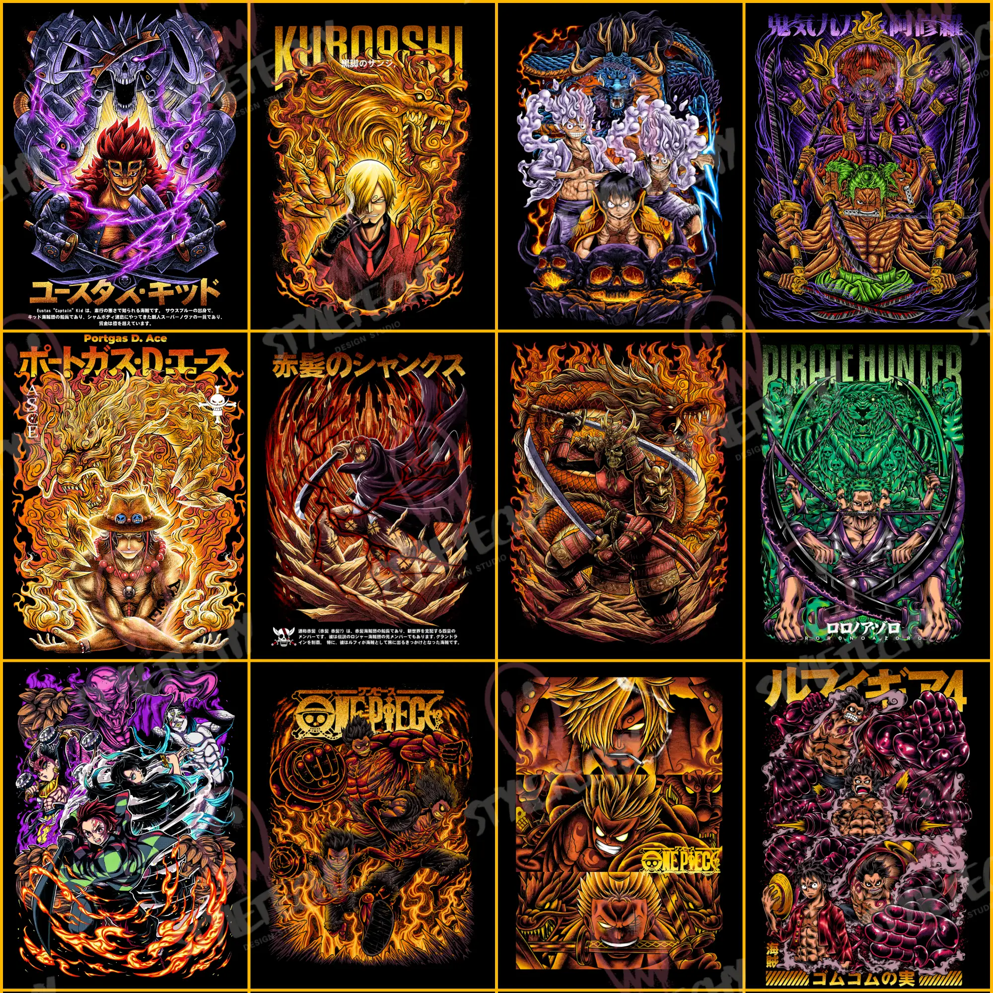 85+ Legendary Anime Halftone T-Shirt Design Bundle (PNG) - Image 3