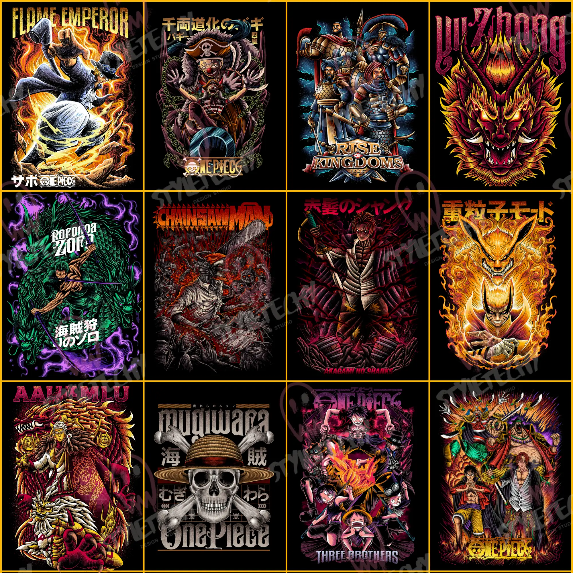 85+ Legendary Anime Halftone T-Shirt Design Bundle (PNG) - Image 2